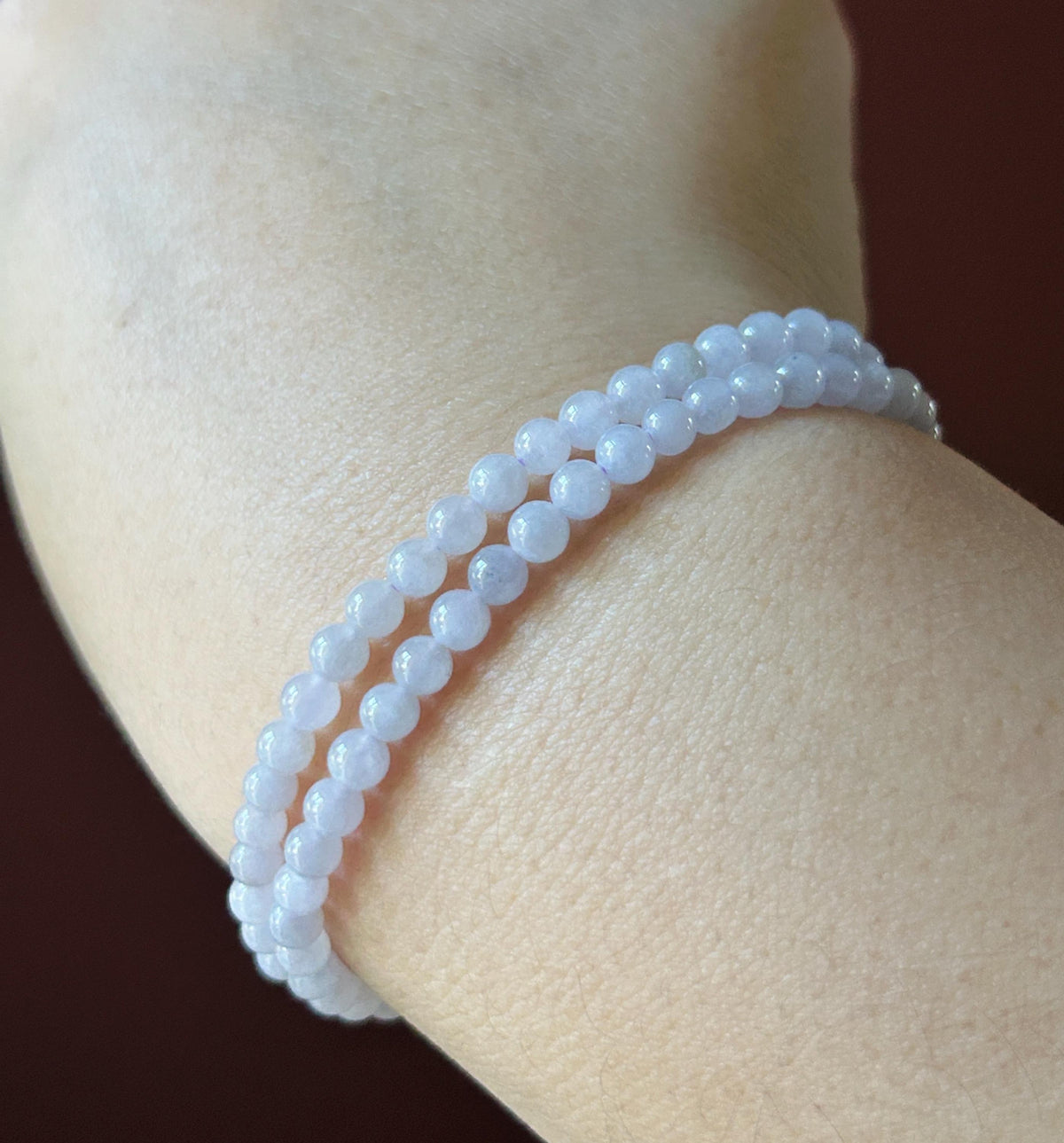 Natural Jadeite Beaded Bracelet – Burmese Type A Icy Pinkish Lavender Jade, 4mm, Icy Green/Honey Yellow Jadeite Cabochon, Minimalist Jewelry