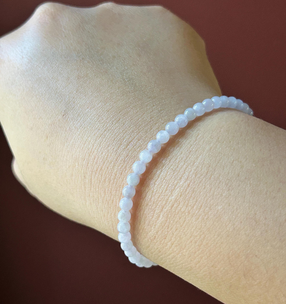 Natural Jadeite Beaded Bracelet – Burmese Type A Icy Pinkish Lavender Jade, 4mm, Icy Green/Honey Yellow Jadeite Cabochon, Minimalist Jewelry