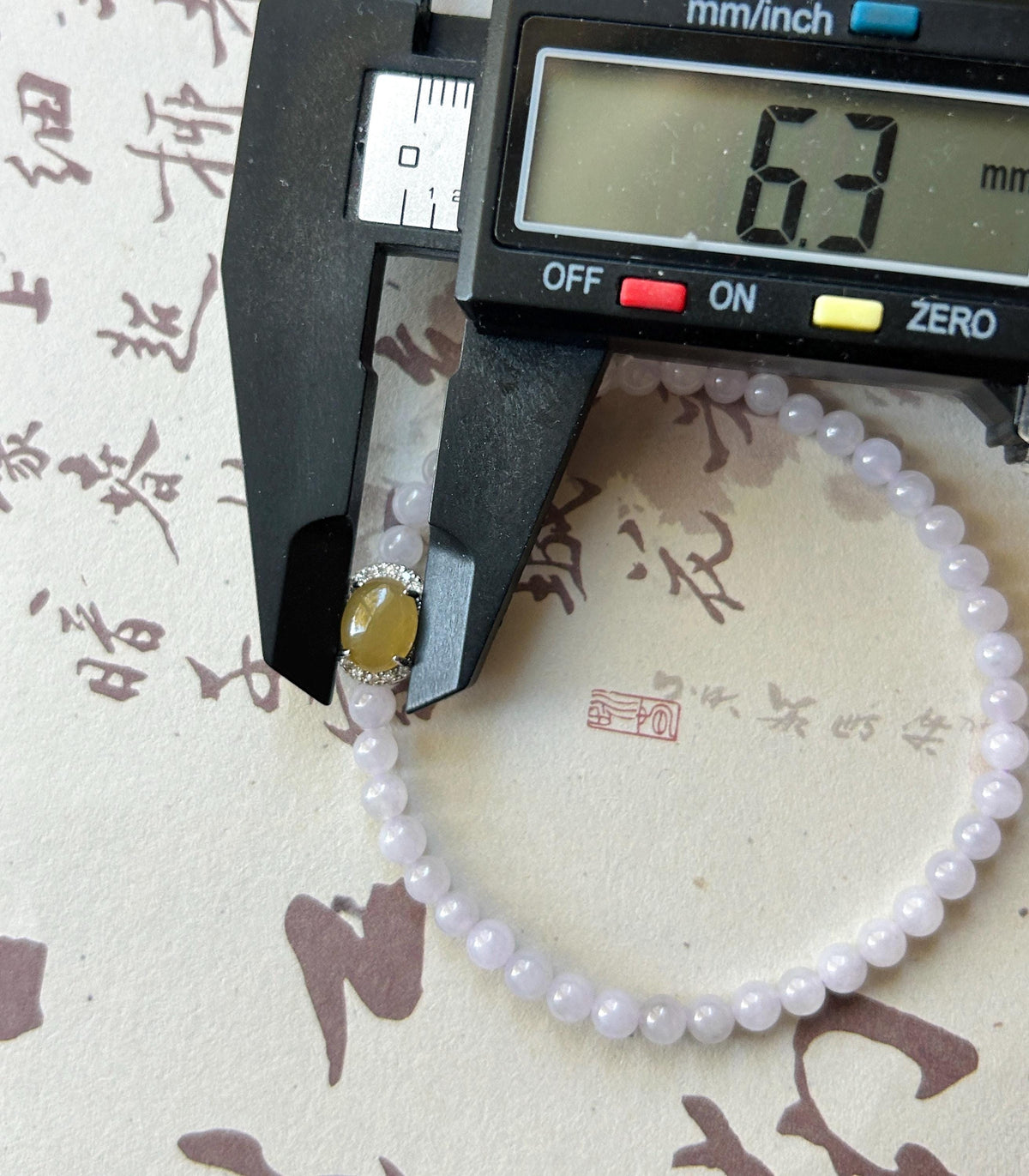Natural Jadeite Beaded Bracelet – Burmese Type A Icy Pinkish Lavender Jade, 4mm, Icy Green/Honey Yellow Jadeite Cabochon, Minimalist Jewelry