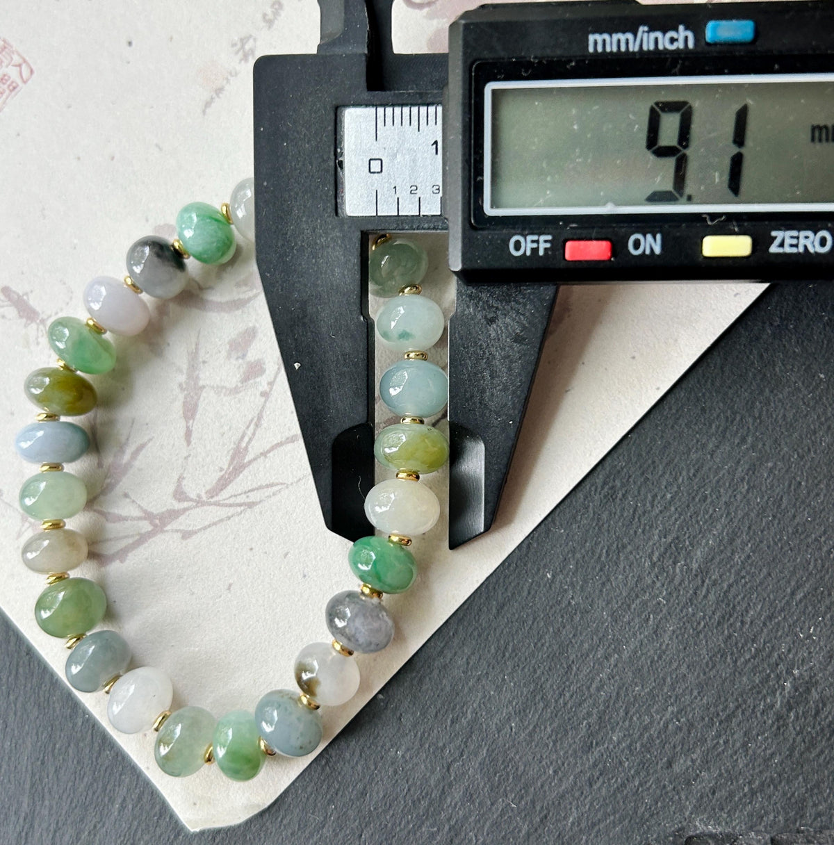Natural Jadeite Beaded Bracelet: Burmese Type A Highly Translucent Icy Multicolor Floating Flowers Jade, Rare Color Patterns, 9mm