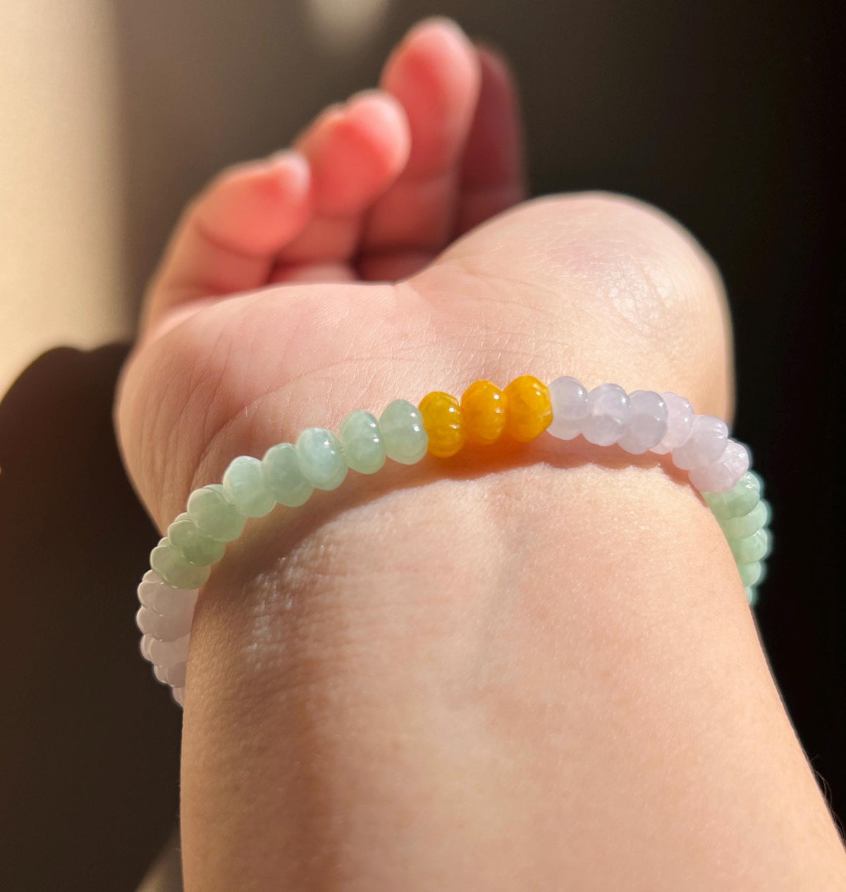 Certified Natural Jadeite Beaded Bracelet Burmese Type A Translucent Icy Multicolor Jade Pumpkin Beads 6.1mm Halloween Gift