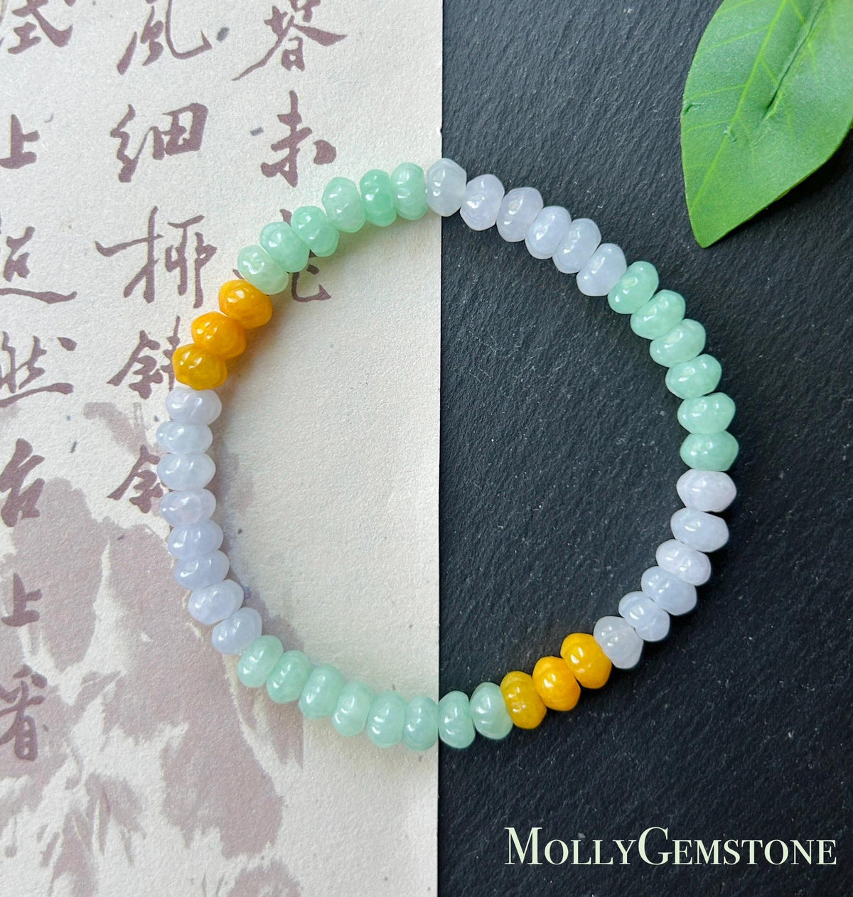 Certified Natural Jadeite Beaded Bracelet Burmese Type A Translucent Icy Multicolor Jade Pumpkin Beads 6.1mm Halloween Gift