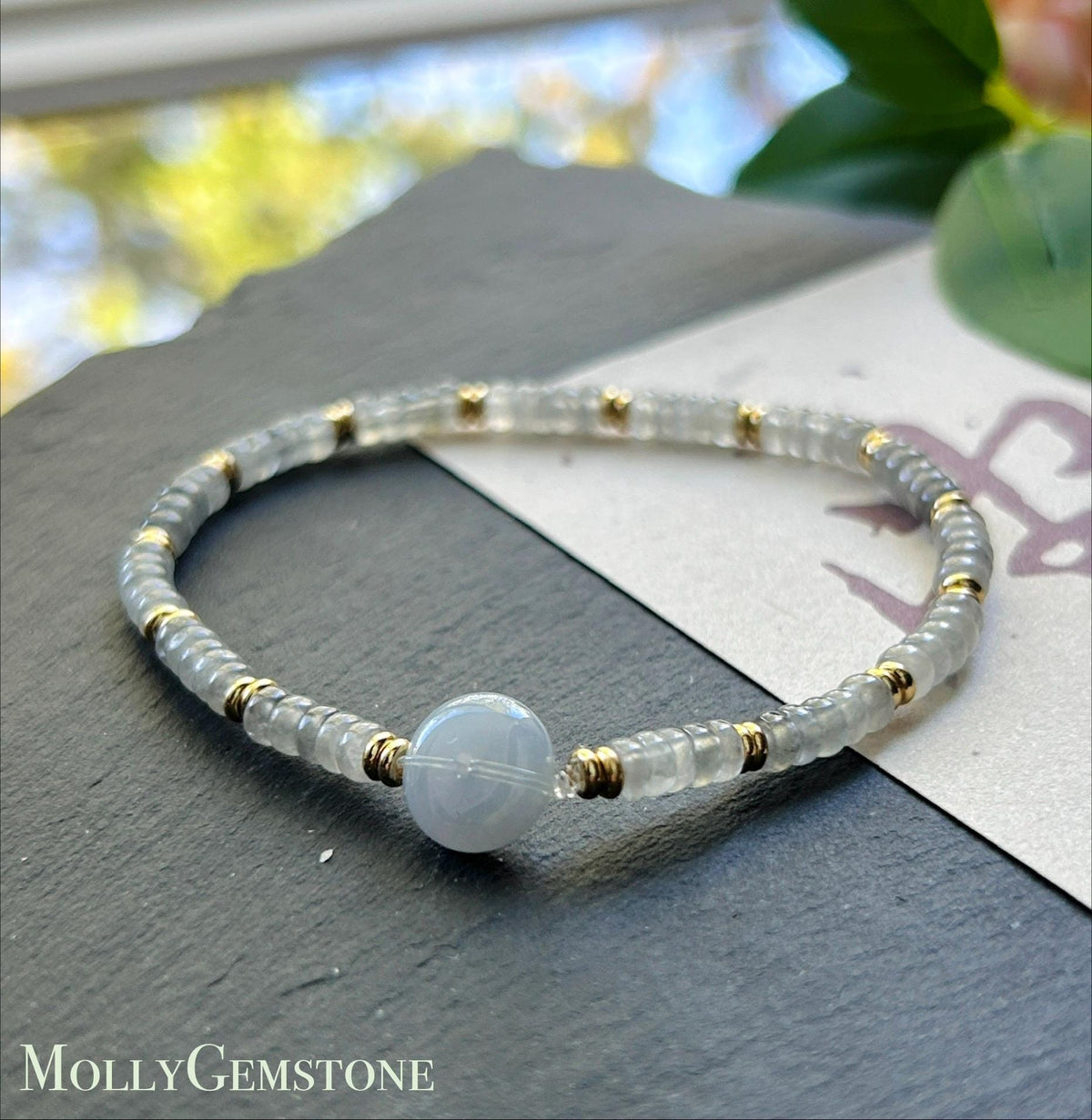 Natural Jadeite Icy Wuji Abacus Bead Bracelet with Lavender Jadeite Peace Buckle, Minimalist Jade Jewelry, 3.5mm