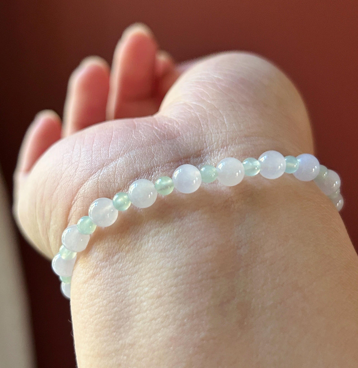 Natural Jadeite Beaded Bracelet Burmese Type A Highly Translucent Icy Pale Pinkish Lavender & Mint Green Jade 5.5mm Minimalist Jewelry