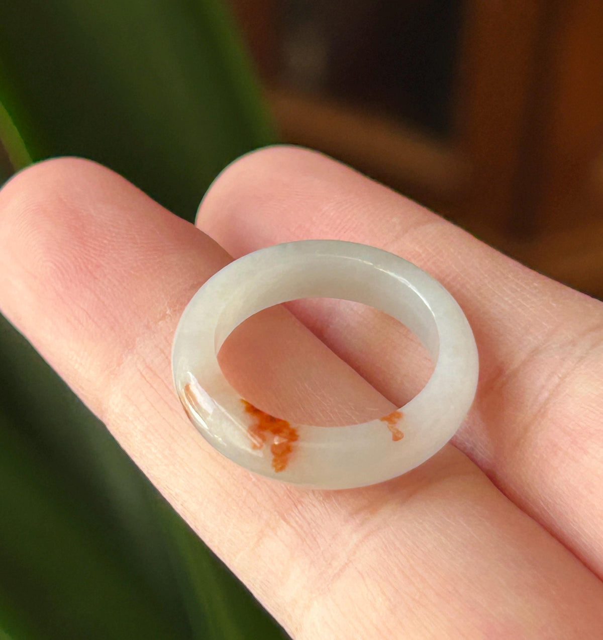 Certified Natural Burmese Type A Jadeite Ring with Maple-Leaf Red Patterns | Peace Buckle Jade Donut Charm | Ring & Necklace Set