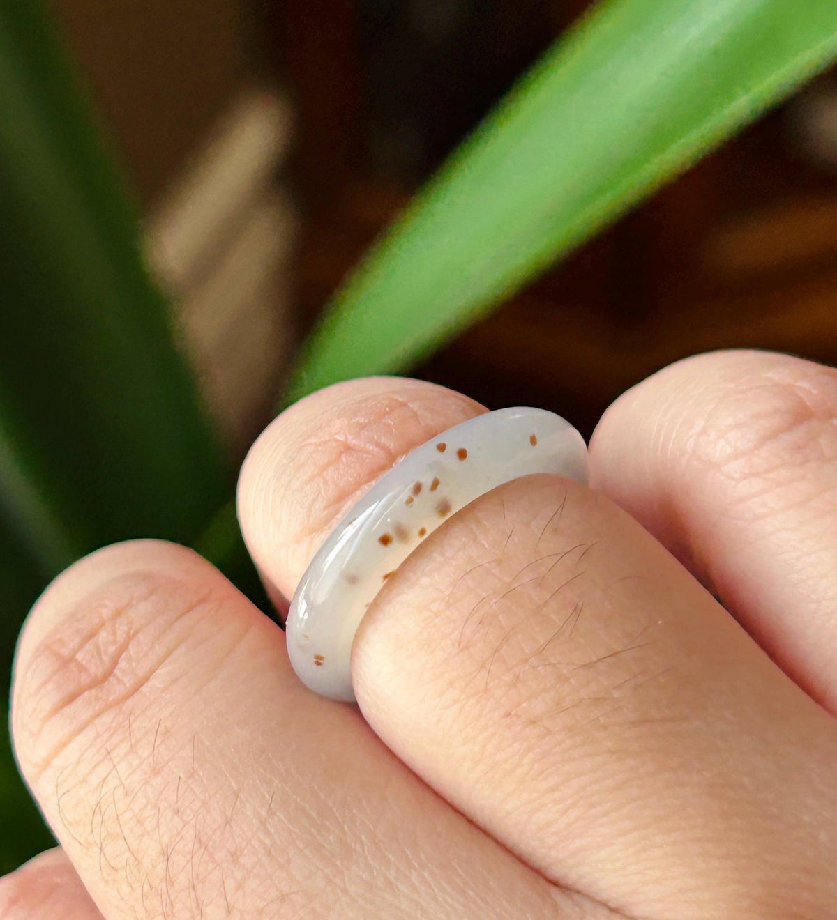 Certified Natural Burmese Type A Jadeite Ring | Rare Icy White Based with Scattered Red Floral Jade | Ring & Necklace/Charm Set| US 6.5