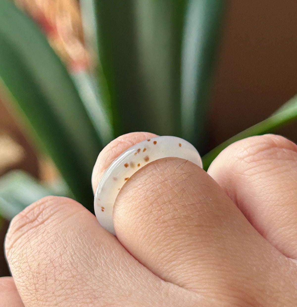 Certified Natural Burmese Type A Jadeite Ring | Rare Icy White Based with Scattered Red Floral Jade | Ring & Necklace/Charm Set| US 6.5