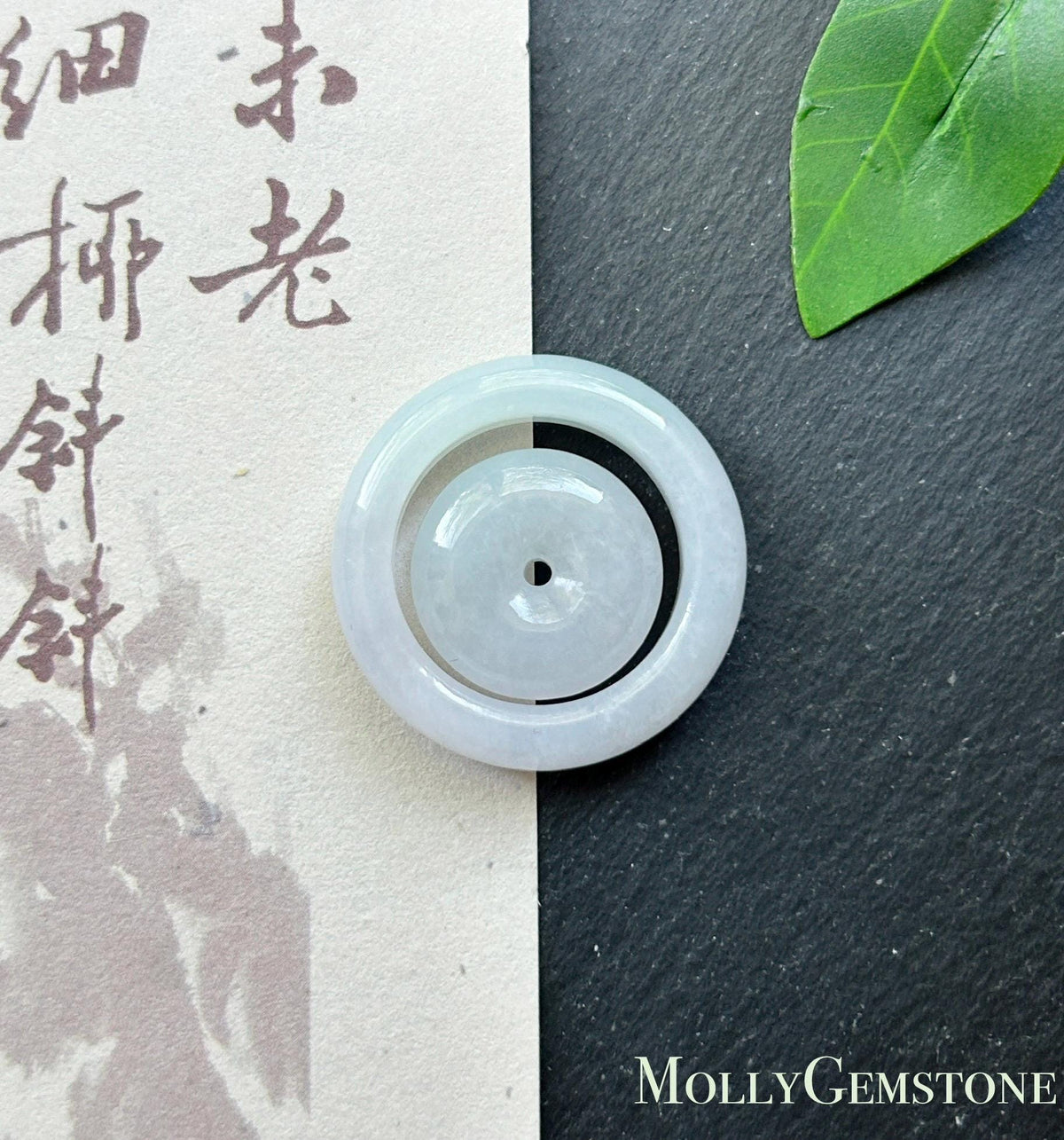 Certified Natural Burmese Type A Jadeite Ring | Icy Pale Pink Light Green Gradient Color Jade | Ring & Necklace/Charm Set| US 8.5