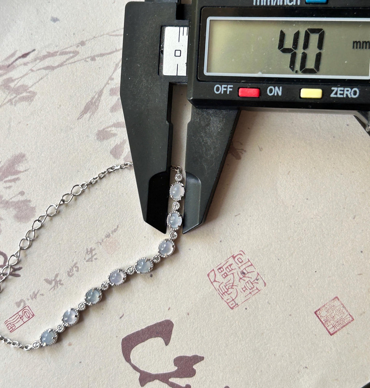 Certified Natural Jadeite Cabochon Minimalist Bracelet, Burmese Type A Translucent Icy Pale Lavender Jade Sterling Silver, Adjustable Length
