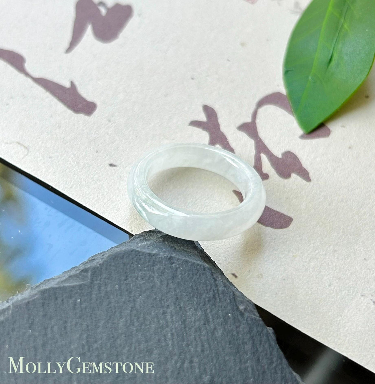 Certified Natural Burmese Type A Jadeite Ring | Fine Glutinous Icy White Jade | Ring & Necklace/Charm Set| US 6.5
