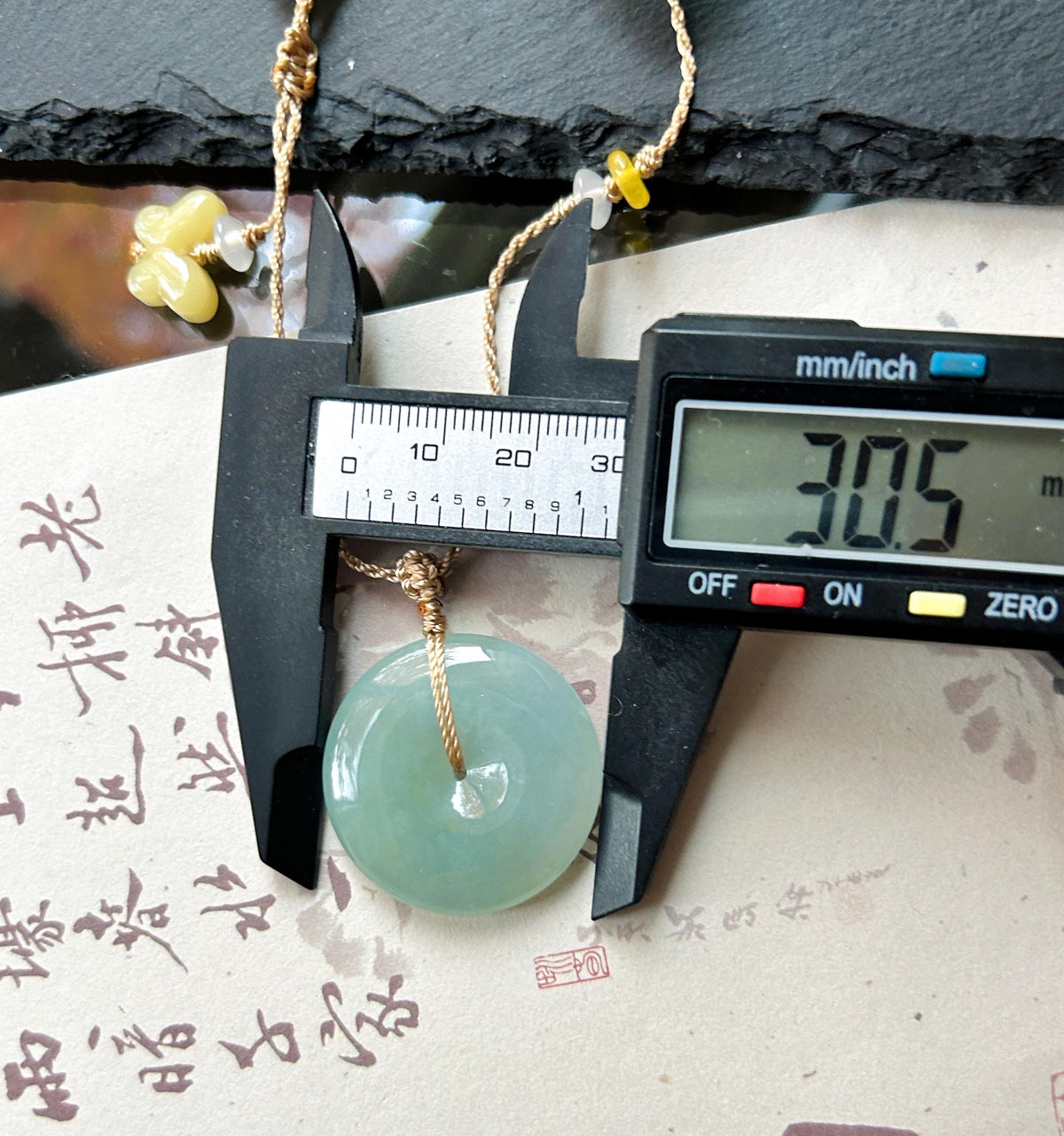 Certified Natural Jadeite Donut Pendant Handwoven Adjustable Necklace Burmese Type A Icy Translucent Bluish Green Jade 30.5 x 5.8mm