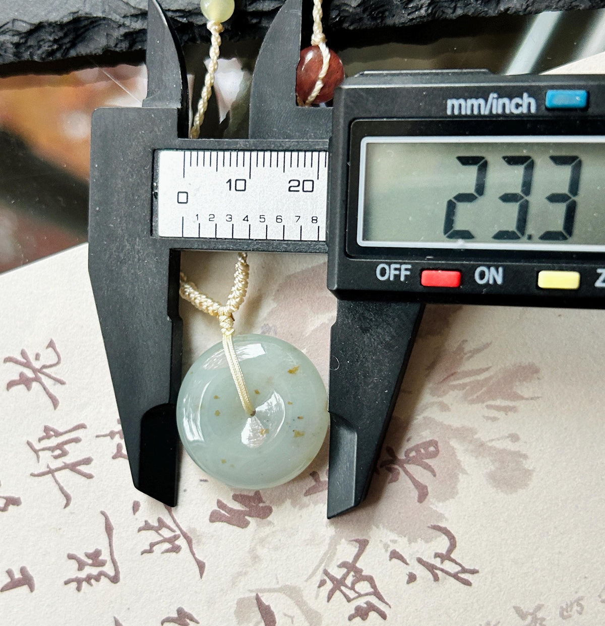 Certified Natural Jadeite Donut Pendant Burmese Type A Icy Translucent Misty Blue & Autumn Yellow Floral Jade, 23.5 x 6.5mm