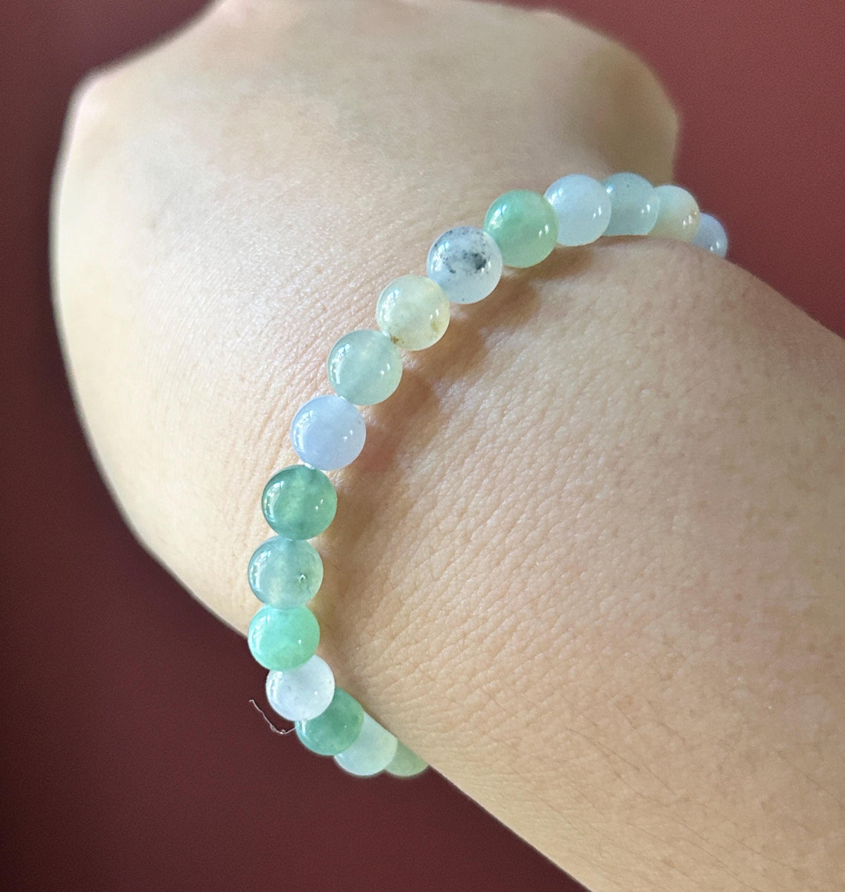 Natural Jadeite Beaded Bracelet Burmese Type A Highly Translucent Icy Macaron Multicolor Jade 6.7mm Minimalist Jewelry Bunny Charm