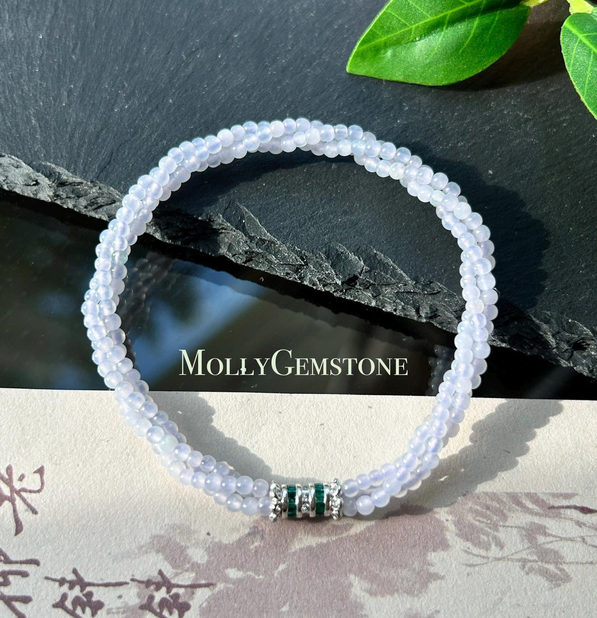 Natural Jadeite Twisted Bracelet, Burmese Type A Highly Translucent Icy Pale Lavender Jade Beads