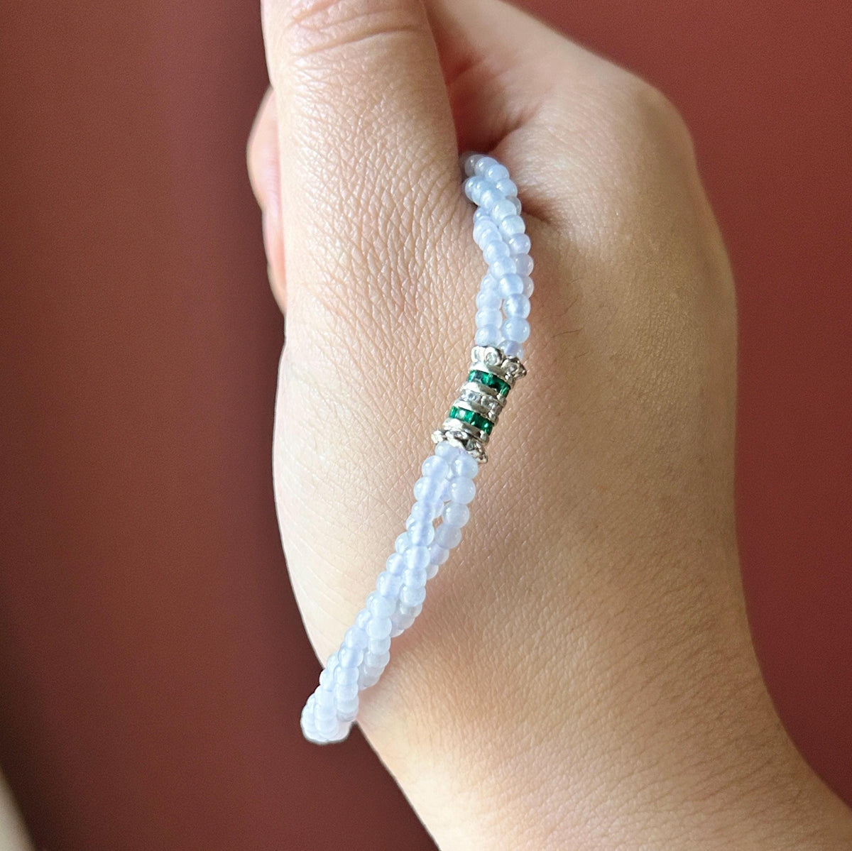 Natural Jadeite Twisted Bracelet, Burmese Type A Highly Translucent Icy Pale Lavender Jade Beads