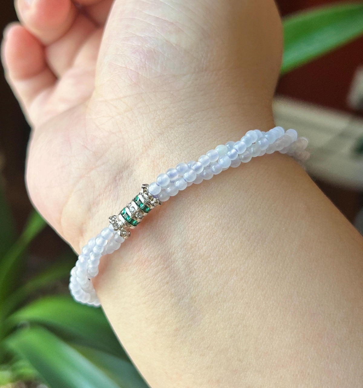 Natural Jadeite Twisted Bracelet, Burmese Type A Highly Translucent Icy Pale Lavender Jade Beads
