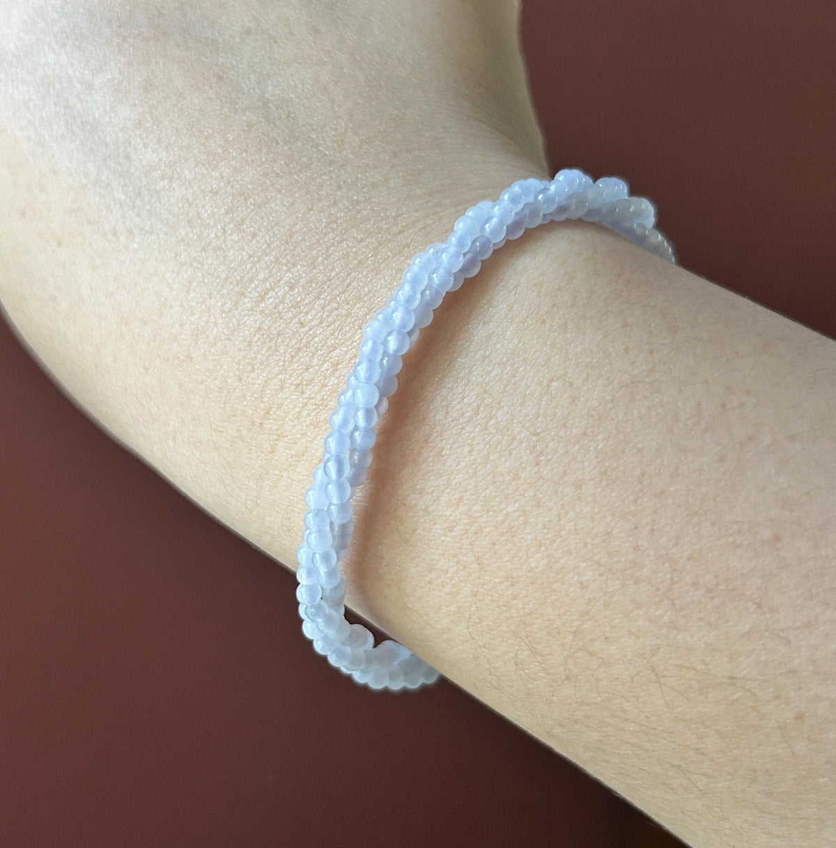 Natural Jadeite Twisted Bracelet, Burmese Type A Highly Translucent Icy Pale Lavender Jade Beads