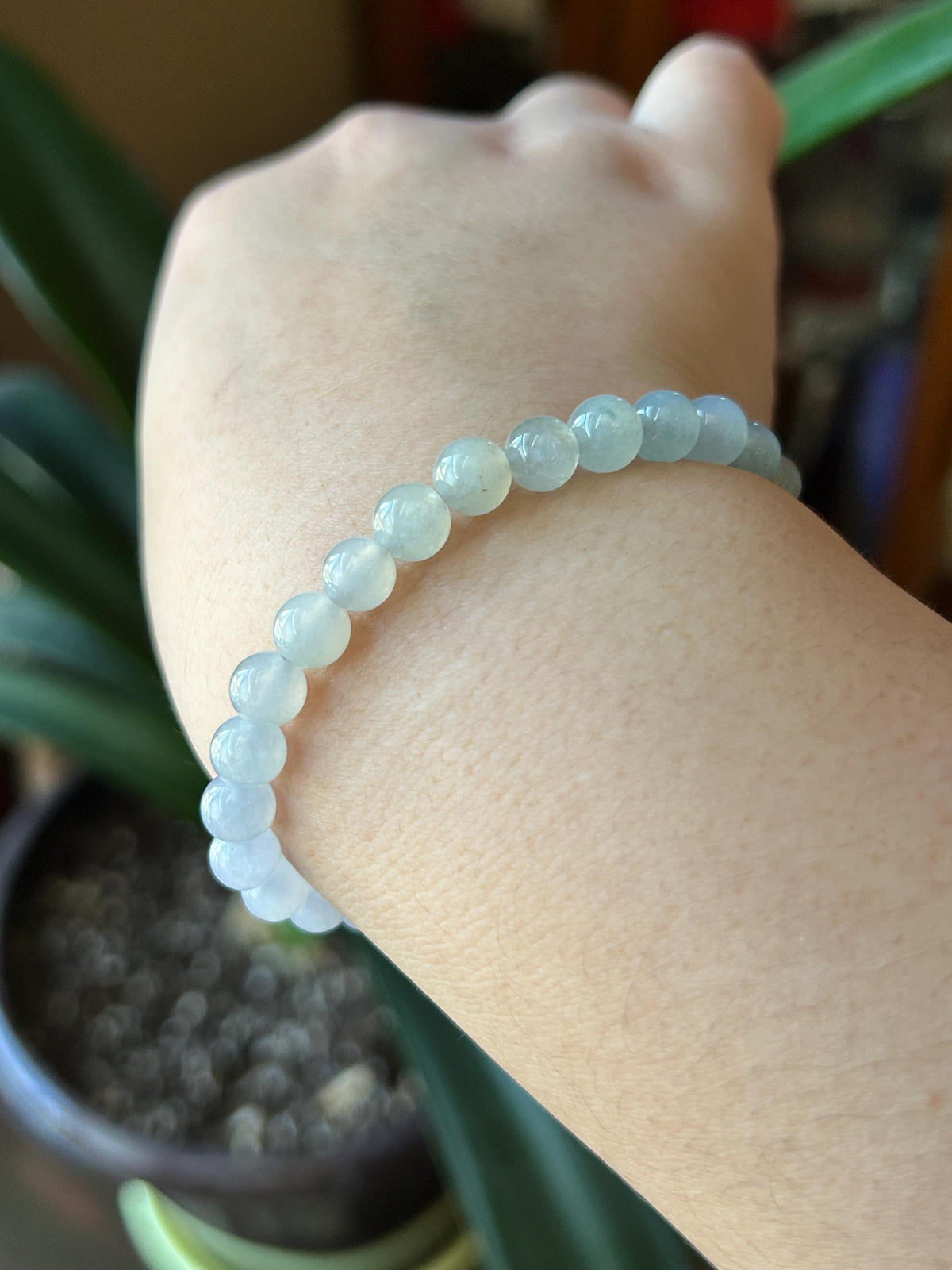 Natural Jadeite Beaded Bracelet, Burmese Type A Untreated Highly Translucent Icy Pastel Macaron Rainbow Gradient Multicolor Jade, 6.5mm
