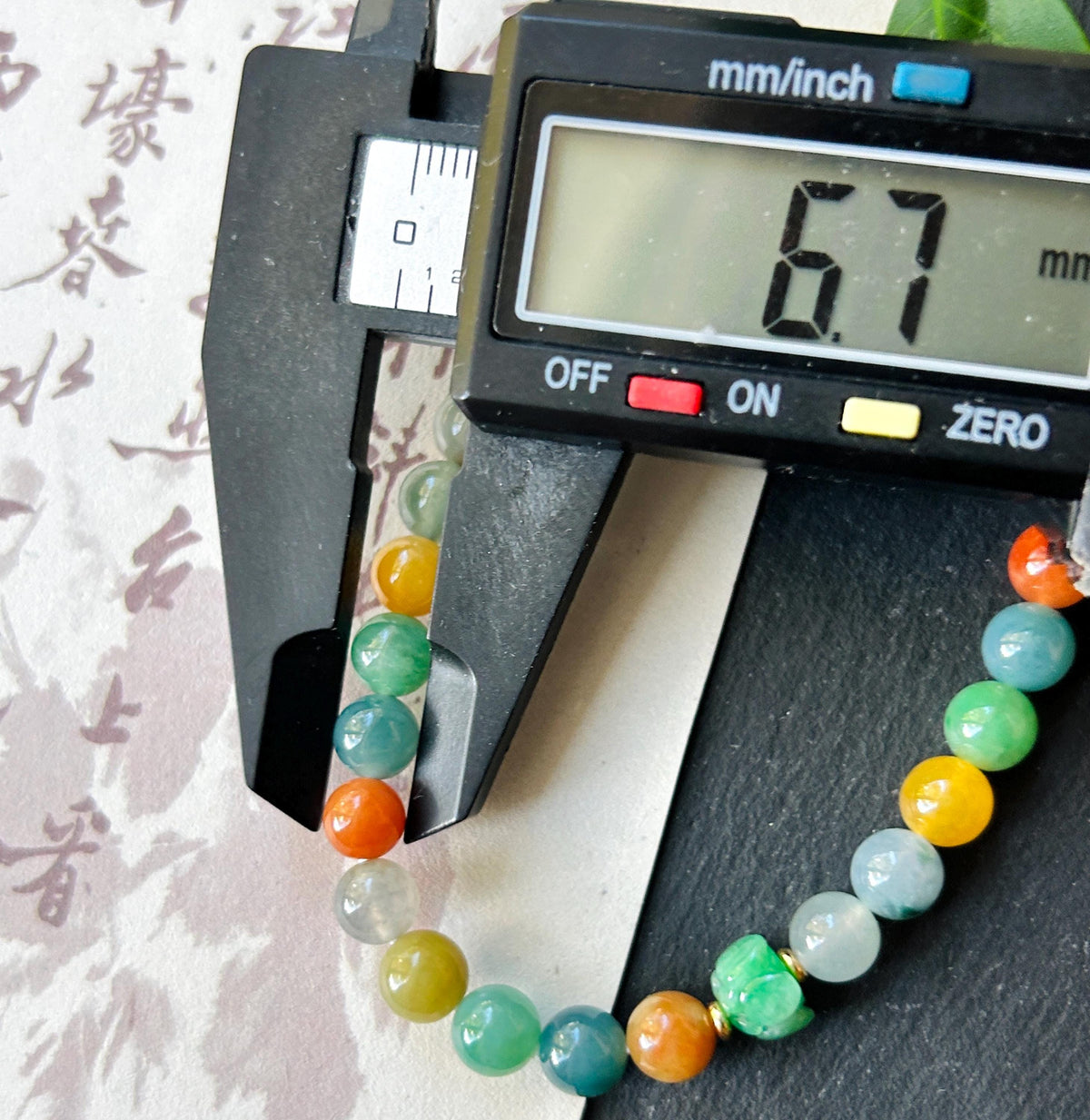 Natural Jadeite Beaded Bracelet, Burmese Type A Fine Icy Translucent Vivid Rainbow Multicolor Jade Beads, 6.8mm Duobao Bracelet