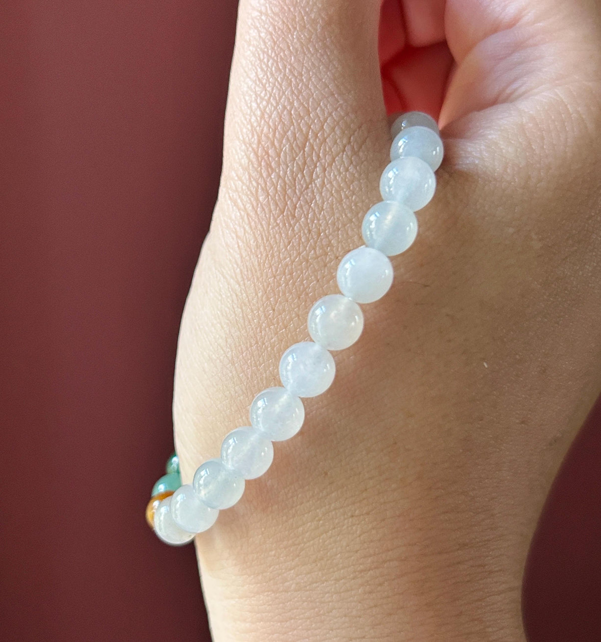 Natural Jadeite Bracelet, Burmese Type A Translucent Multicolor and Icy White Jade, 3-Way Styling, Glutinous Icy Jadeite Beads 6.8mm