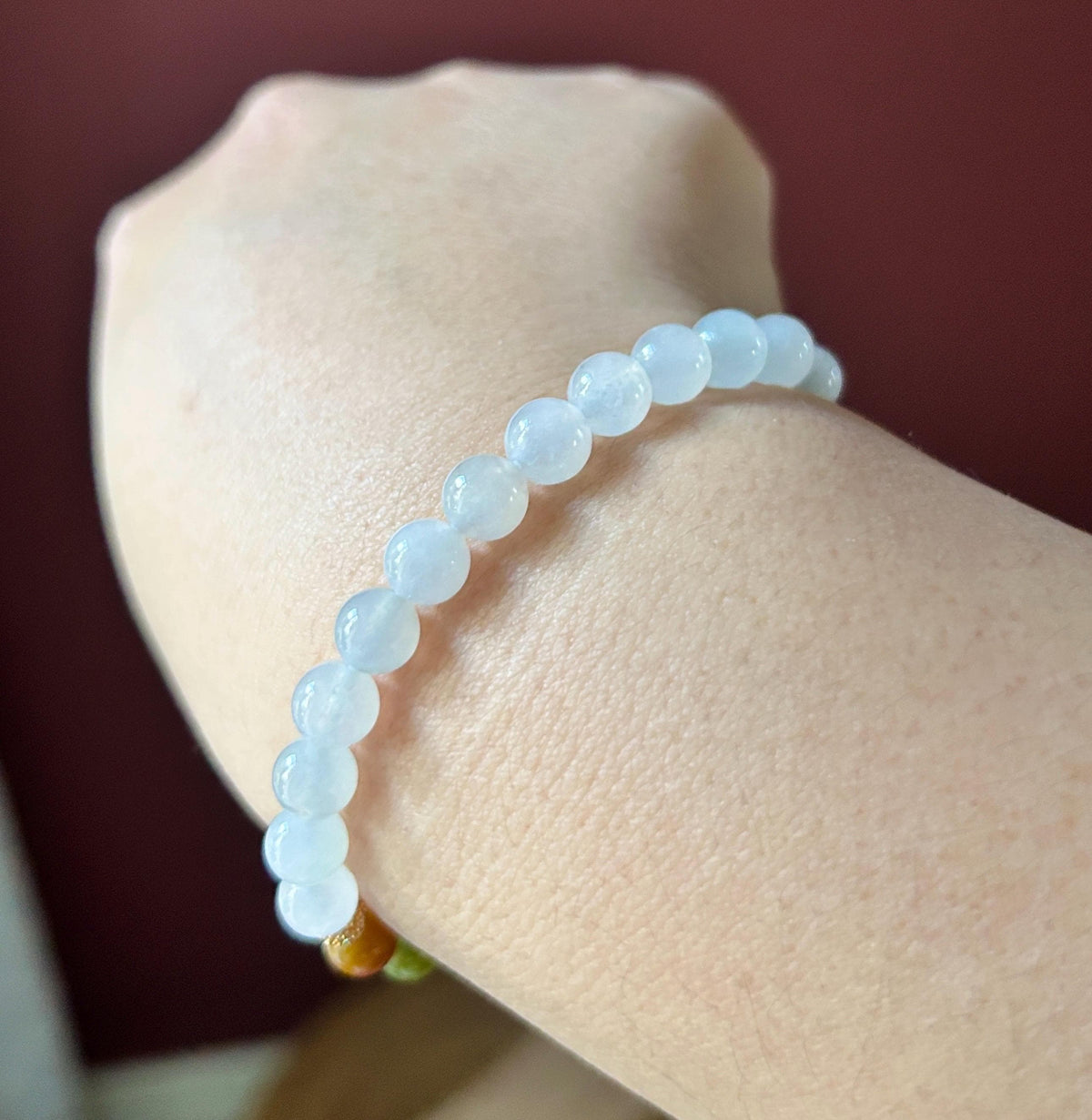 Natural Jadeite Bracelet, Burmese Type A Translucent Multicolor and Icy White Jade, 3-Way Styling, Glutinous Icy Jadeite Beads 6.8mm