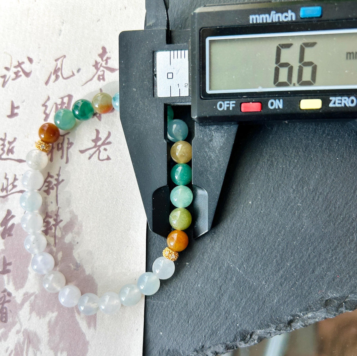 Natural Jadeite Bracelet, Burmese Type A Translucent Multicolor and Icy White Jade, 3-Way Styling, Glutinous Icy Jadeite Beads 6.8mm