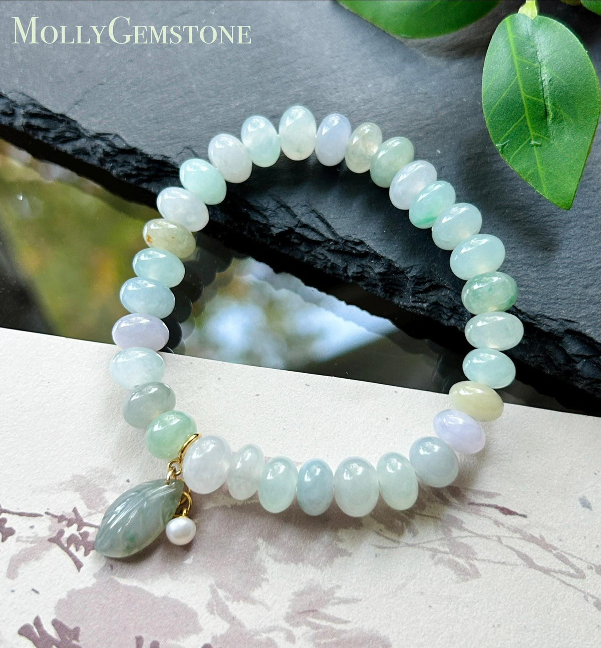 Natural Jadeite Beaded Bracelet, Burmese Type A Untreated Highly Translucent Icy Pastel Macaron Multicolor Jade, 8.5 - 9mm