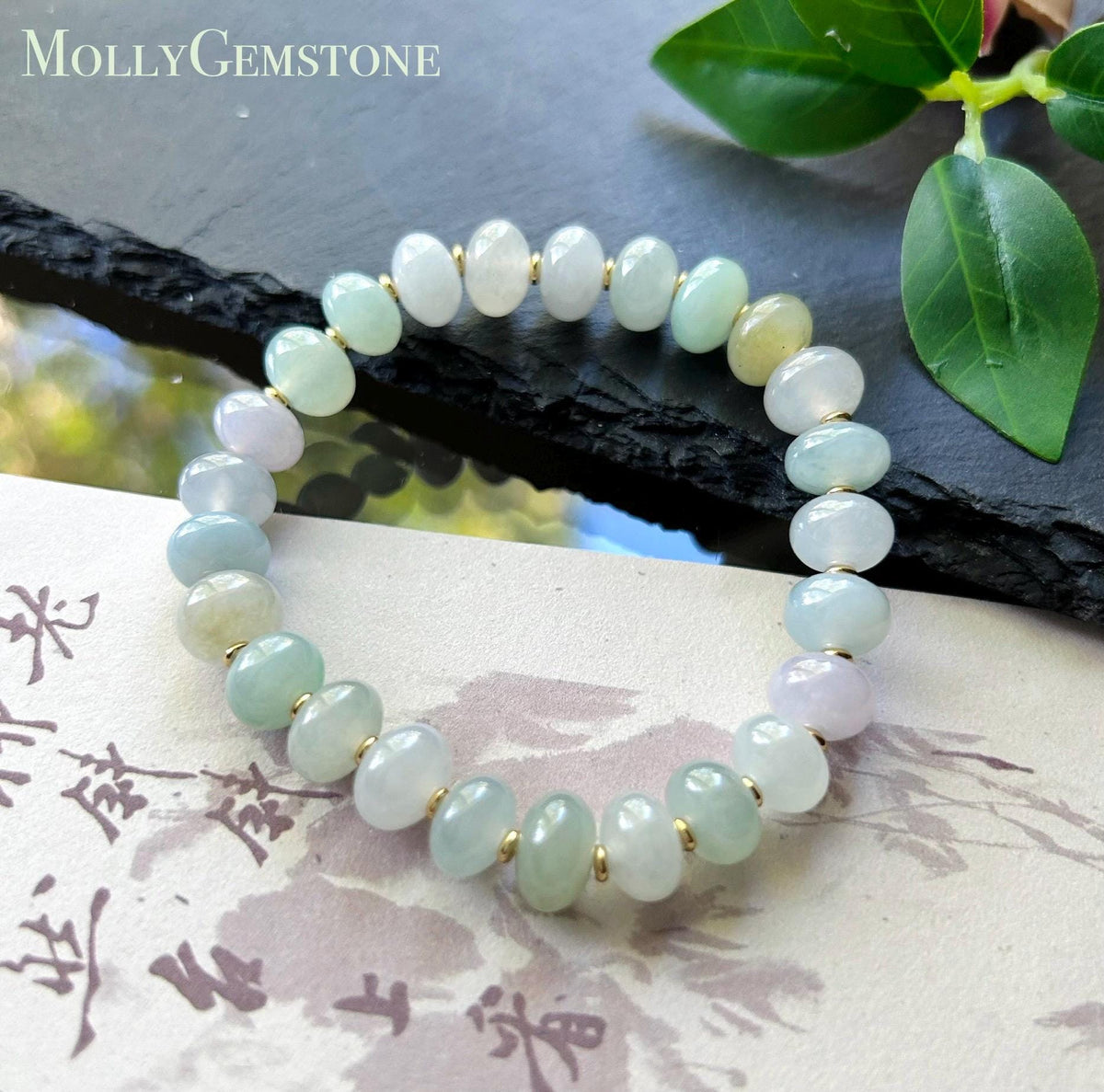 Natural Jadeite Beaded Bracelet, Burmese Type A Untreated Highly Translucent Icy Pastel Macaron Multicolor Jade, 9mm