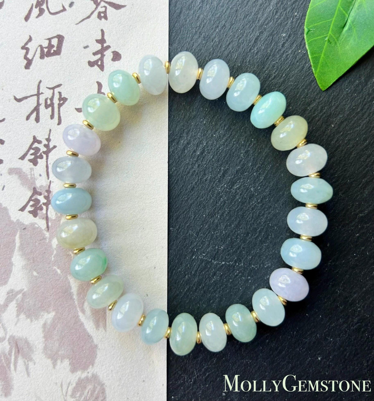 Natural Jadeite Beaded Bracelet, Burmese Type A Untreated Highly Translucent Icy Pastel Macaron Multicolor Jade, 9mm