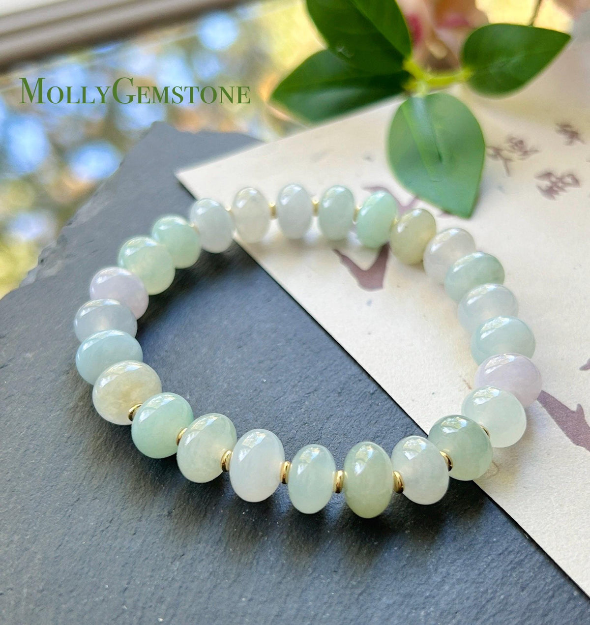 Natural Jadeite Beaded Bracelet, Burmese Type A Untreated Highly Translucent Icy Pastel Macaron Multicolor Jade, 9mm
