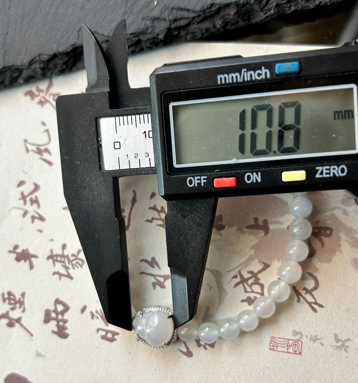 Natural Burmese Jadeite Bracelet Type A, Highly Translucent Icy White Jade, 5.6mm Beads, Lucky Hulu Charm in Sterling Silver