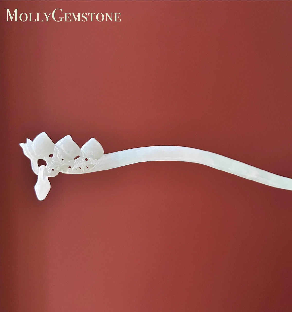 Natural Jadeite Longevity Peach Hair Pin Burmese Type A Icy Pale Green/Blue Jade Hanfu Accessories Handmade Jewelry