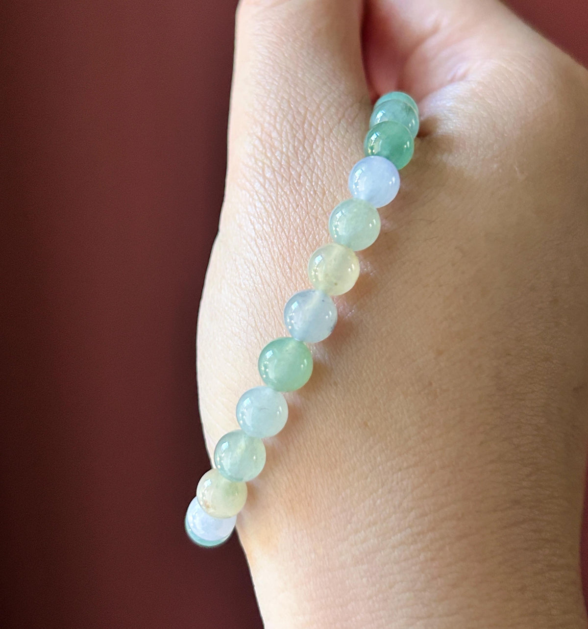 Natural Jadeite Beaded Bracelet Burmese Type A Highly Translucent Icy Macaron Multicolor Jade 6.7mm Minimalist Jewelry Bunny Charm