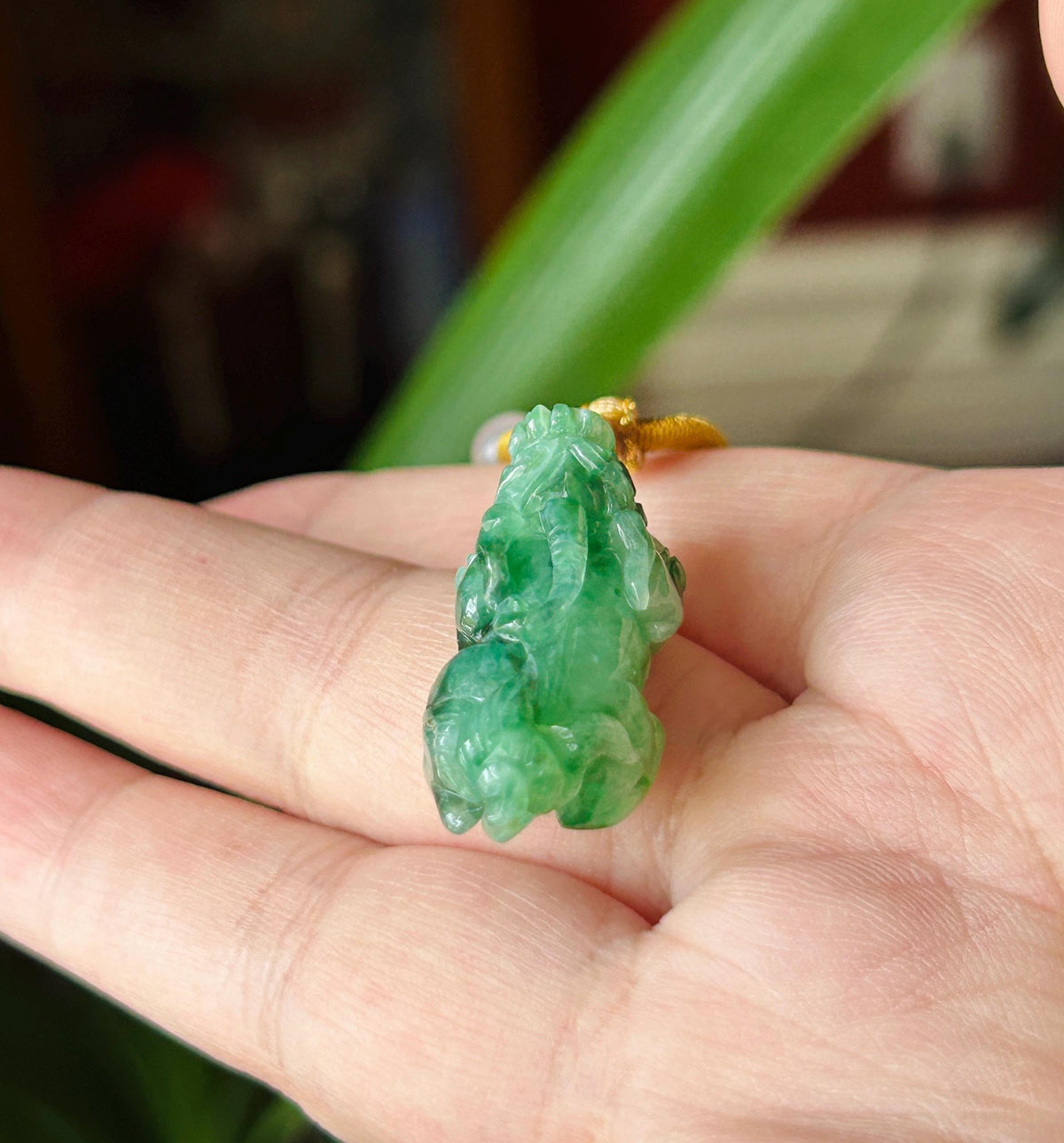 Certified Natural Jadeite Pixiu Pendant Adjustable Cord | Burmese Type A Translucent Icy Vivid Green Jade | Protection Amulet