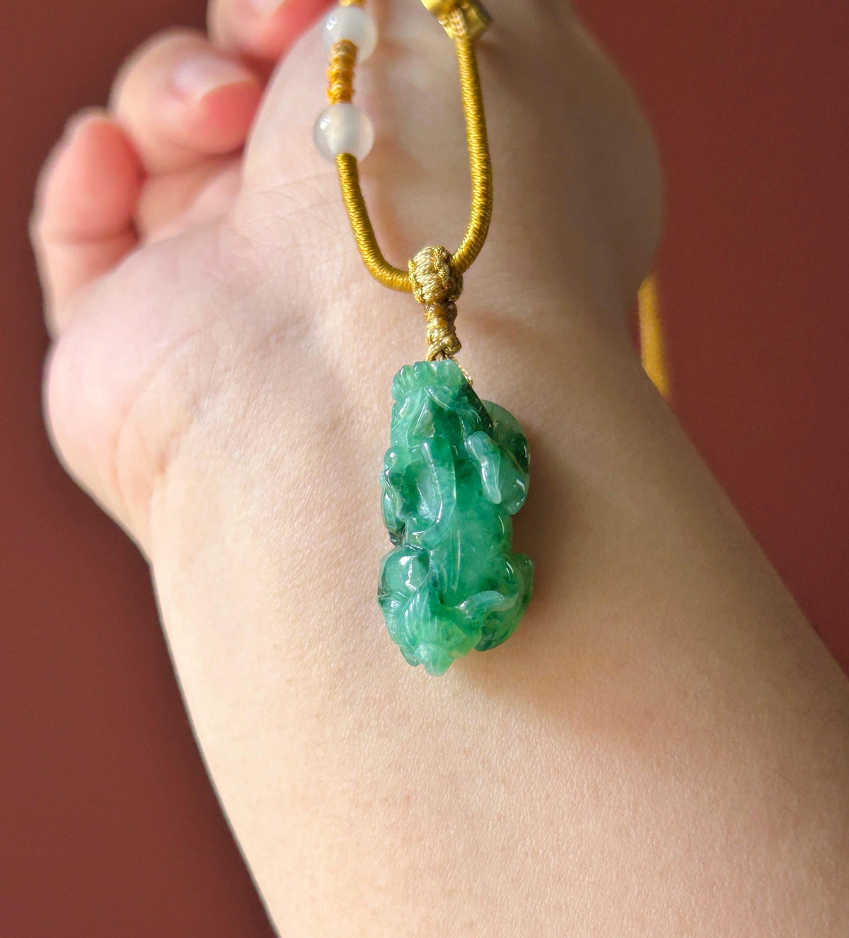Certified Natural Jadeite Pixiu Pendant Adjustable Cord | Burmese Type A Translucent Icy Vivid Green Jade | Protection Amulet