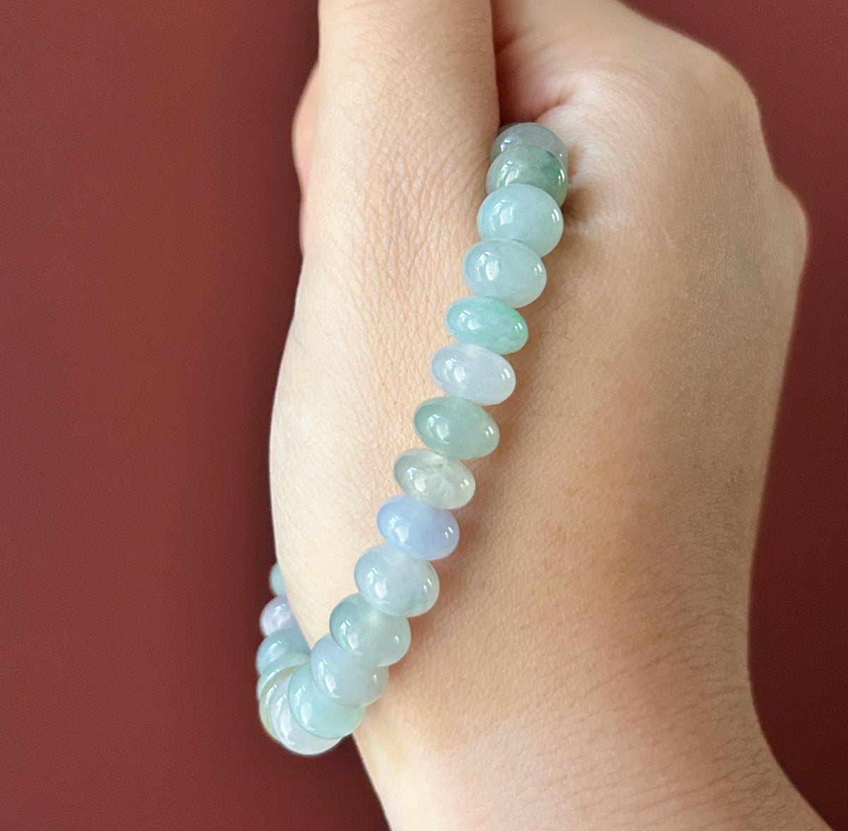 Natural Jadeite Beaded Bracelet, Burmese Type A Untreated Highly Translucent Icy Pastel Macaron Multicolor Jade, 8.5 - 9mm