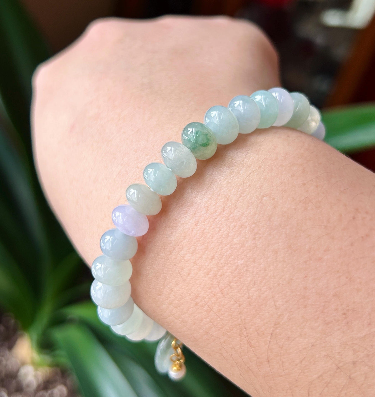 Natural Jadeite Beaded Bracelet, Burmese Type A Untreated Highly Translucent Icy Pastel Macaron Multicolor Jade, 8.5 - 9mm