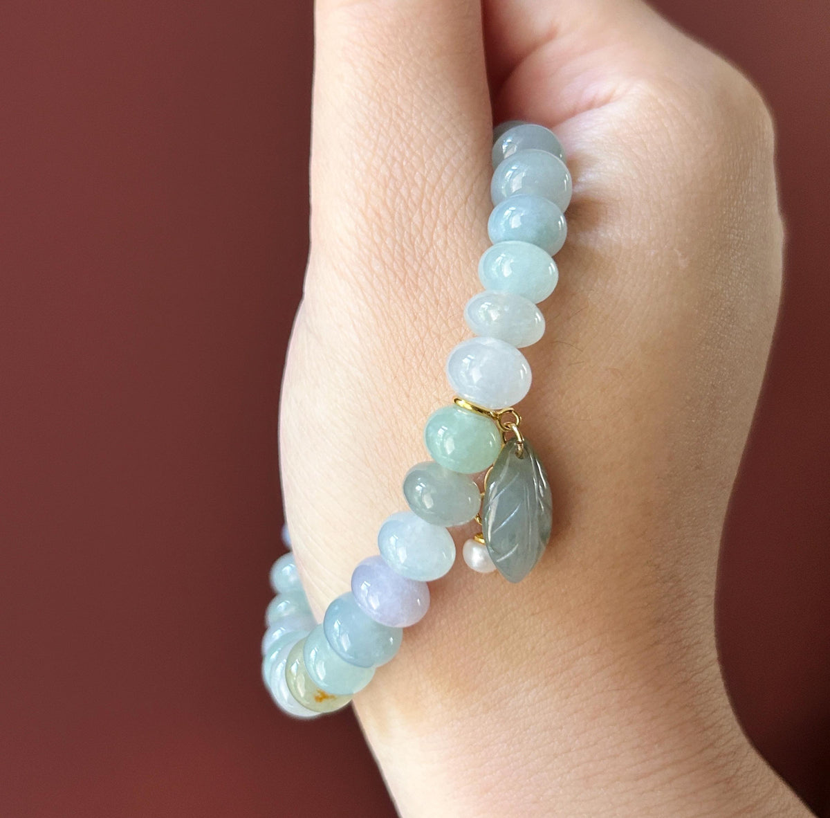 Natural Jadeite Beaded Bracelet, Burmese Type A Untreated Highly Translucent Icy Pastel Macaron Multicolor Jade, 8.5 - 9mm