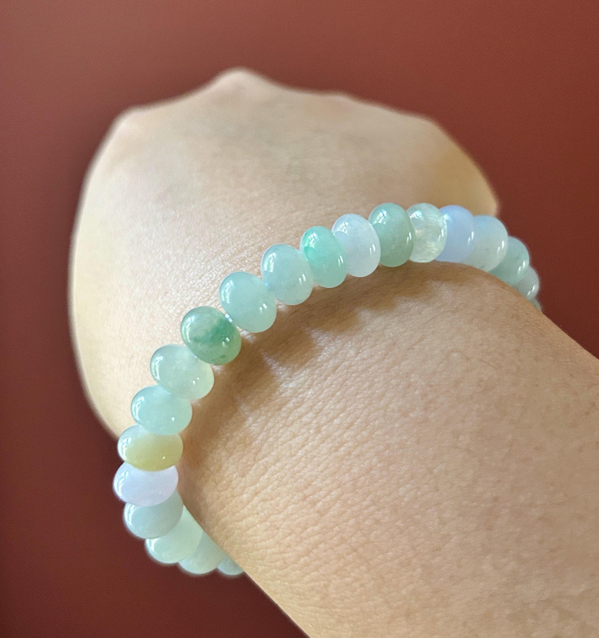 Natural Jadeite Beaded Bracelet, Burmese Type A Untreated Highly Translucent Icy Pastel Macaron Multicolor Jade, 8.5 - 9mm