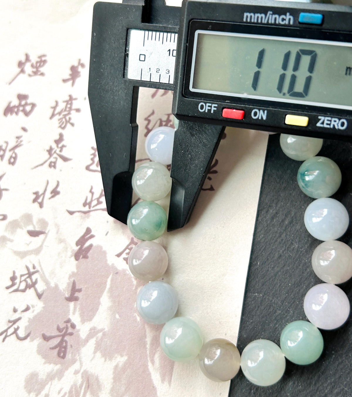 Natural Burmese Jadeite Bracelet Type A, Icy Glutinous Translucent RARE Dusty Rose & Pastel Multicolor Jade, 11mm Beads