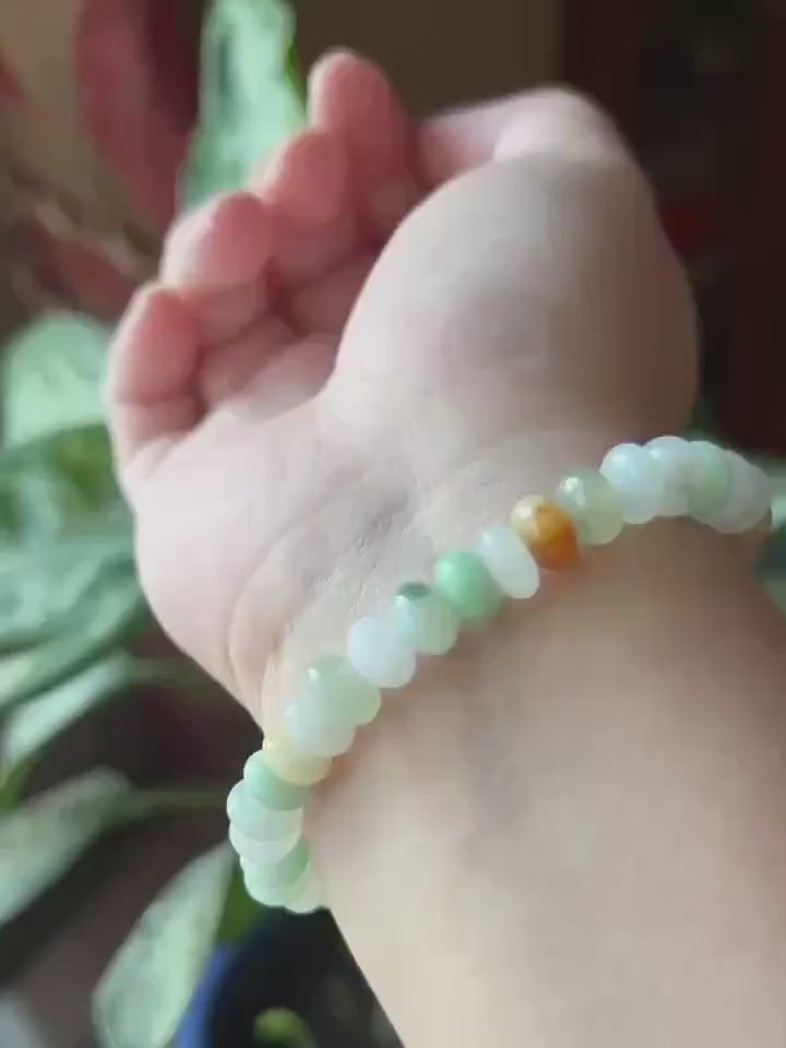 Natural Jadeite Beaded Bracelet Burmese Type A Fine Glutinous Icy Macaron Multicolor Jade 8.5mm Minimalist Jewelry