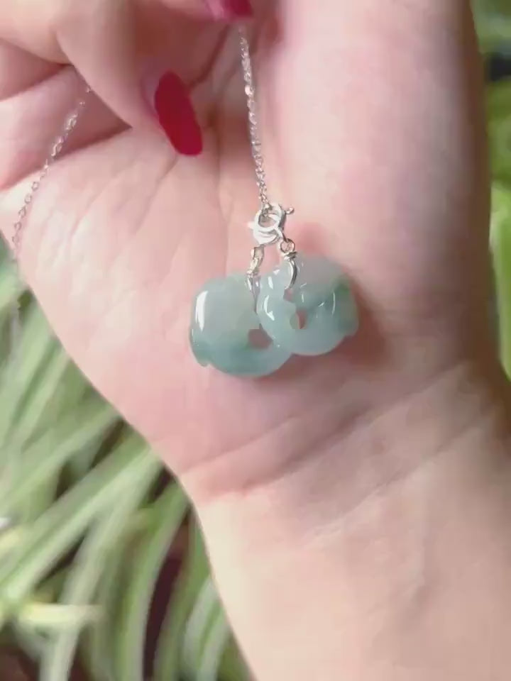 Jadeite Jade Dolphin Pendant Necklace Jewelry Gift for Her Burmese Untreated Type A Icy Translucent Blue Floral Jadeite Sterling Silver