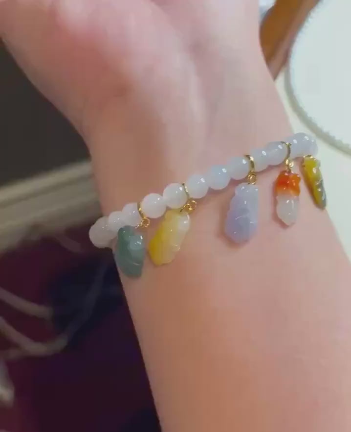 Jadeite Jade Bracelet Charm Necklace Pendant Jewelry Gift for Her Natural Highly Translucent Burmese Type A Vibrant Color Jade Goldfish