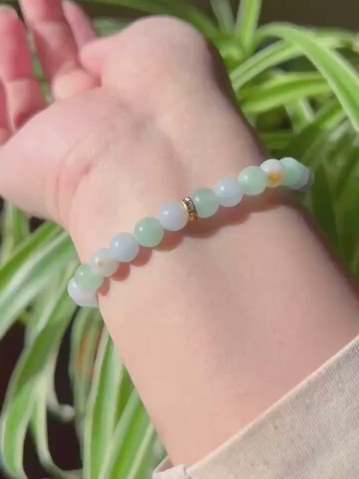 Jadeite Jade Beaded Bracelet Handmade Jewelry Gift for Her Natural Untreated Burmese Type A Icy Translucent Multi-color Jadeite 7.1mm FeiCui