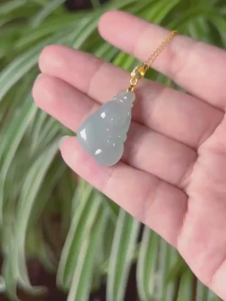 Jadeite Jade Pendant Necklace Jewelry Gift for Her Natural Burmese Type A Icy Highly Translucent Light Blue Jadeite & Sterling Silver RuYi