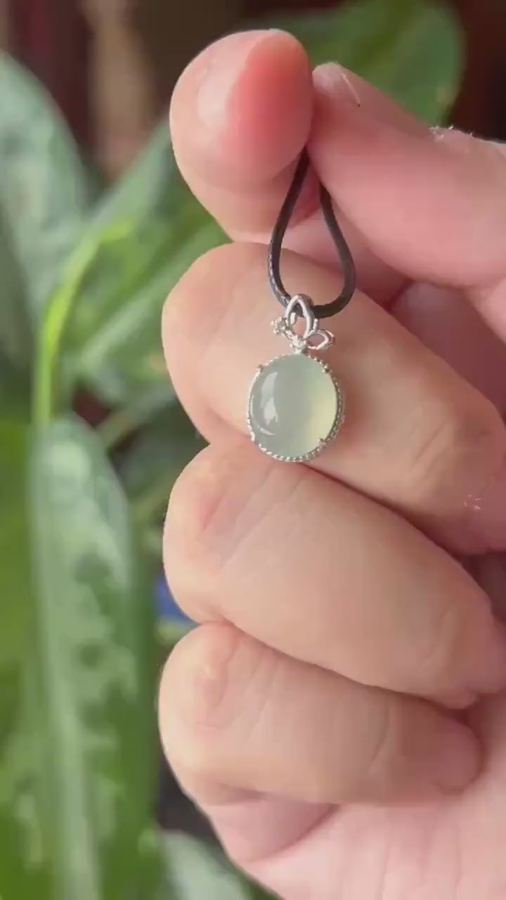 Natural Jadeite Pendant 925 Sterling Silver | Burmese Type A Translucent Icy Clear Water Green Jade Petite Minimalist Jewelry