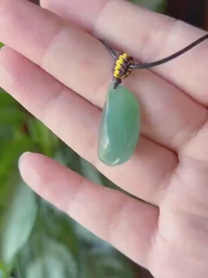 Natural Jade Freeform Pendant | RARE Burmese Type A Highly Translucent Icy Bluish Green, Blue Water Jadeite