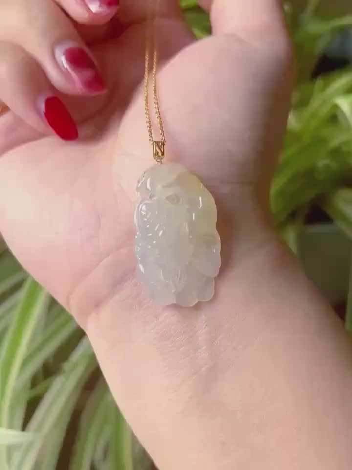 Jadeite Jade Pendant Jewelry Authentic Burmese Untreated Type A Highly Translucent Icy Yellow Crane Pendant 18k Solid Gold Bail Gift for Her