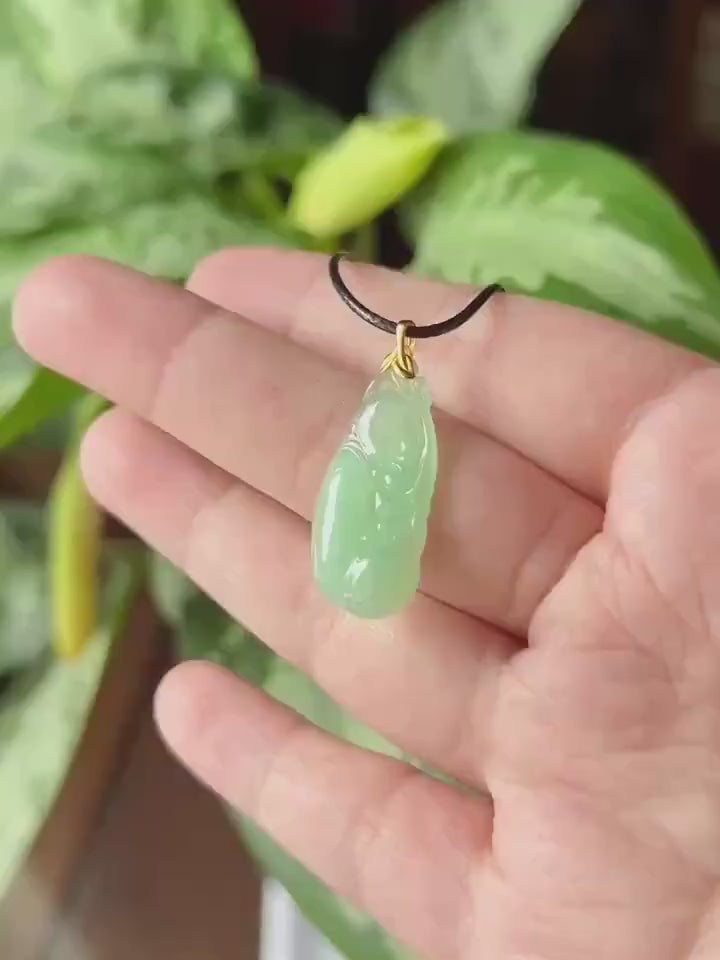Certified Natural Jadeite RuYi Pendant | Burmese Type A Highly Translucent Icy Gelatinous Apple Green Jade, 18k Solid Gold