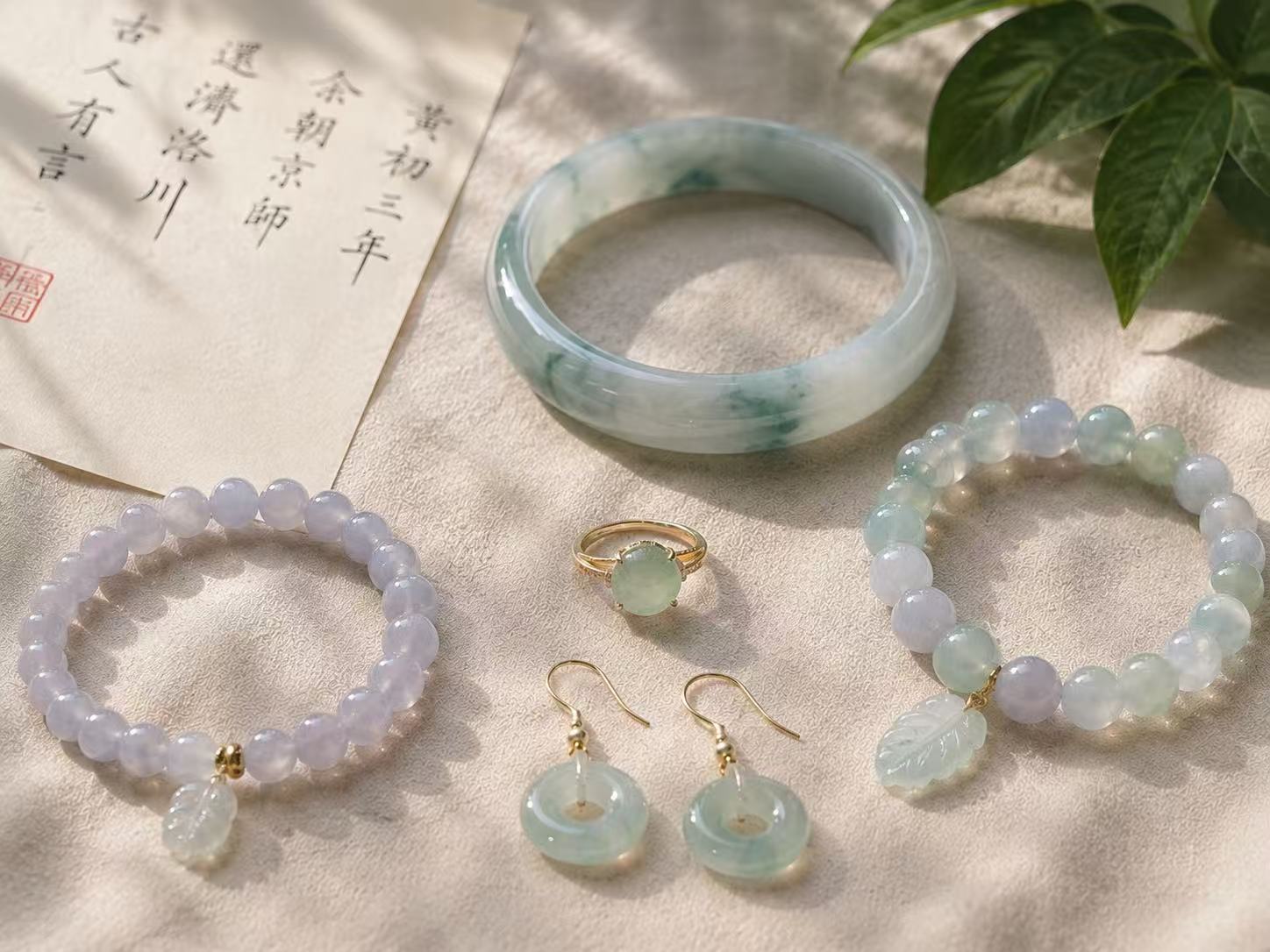 Molly Gemstone natural Type A jadeite bracelets, ring and earrings
